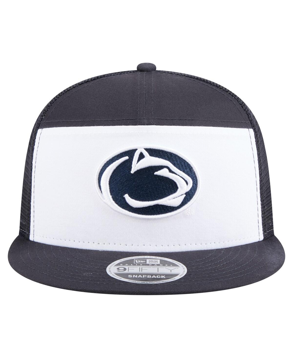New Era Men's Navy/white Penn State Nittany Lions Outdoor Wide Panel 9fifty Snapback Trucker Hat In Gray