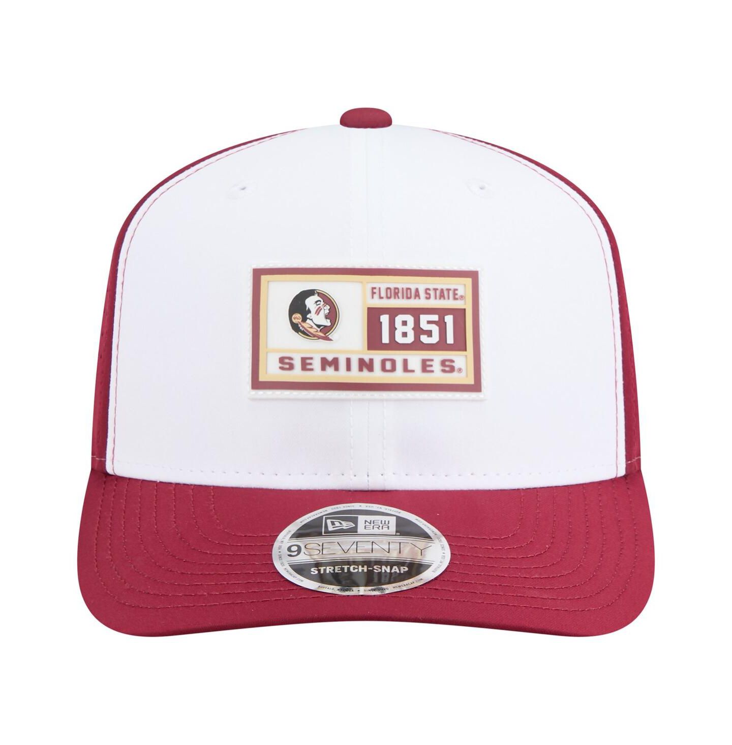 Мужская кепка New Era White/Garnet Florida State Seminoles Perforated Patched 9SEVENTY Adjustable Hat — фото 5