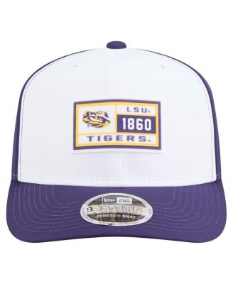 Men's White/Purple LSU Tigers Perforated Patched 9SEVENTY Adjustable Hat