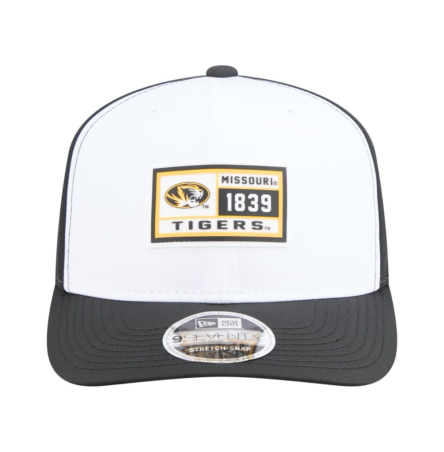 Мужская кепка New Era White/Black Missouri Tigers Perforated Patched 9SEVENTY Adjustable Hat — фото 5