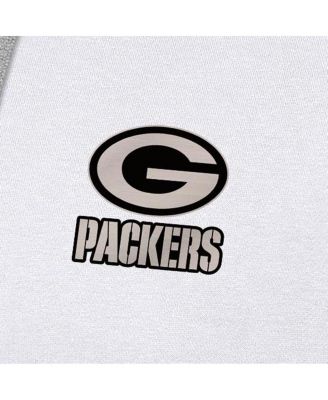 Men's White Green Bay Packers Brushed Carbon Victory Pullover Hoodie