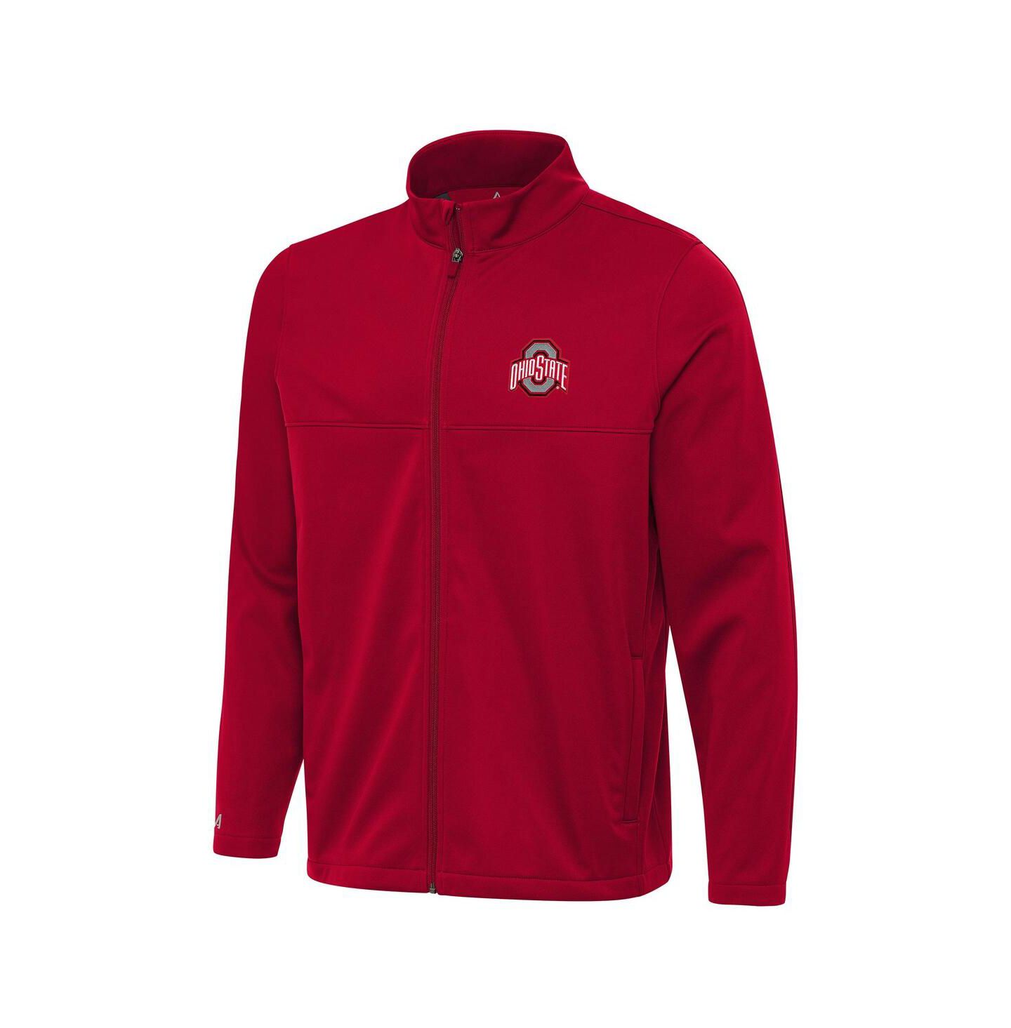 Мужская куртка Antigua Scarlet Ohio State Buckeyes Links 2 Full-Zip Golf — фото 1