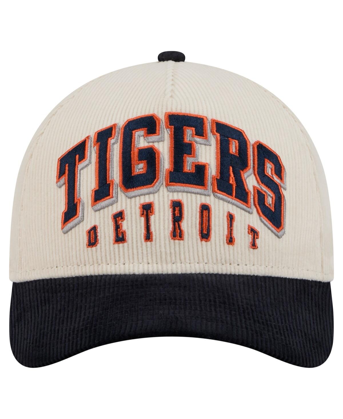 New Era Men's Cream/navy Detroit Tigers Sided Corduroy 9forty A-frame Adjustable Hat In Neutral