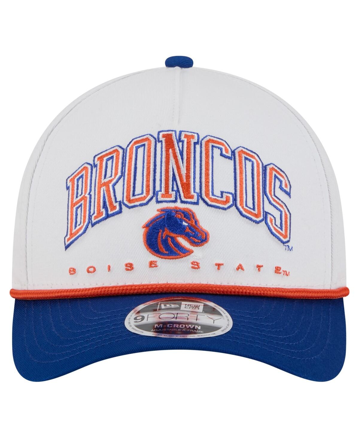 New Era Men's White/royal Boise State Broncos Arch Two-tone Rope 9forty A-frame M-crown Adjustable Hat In Blue