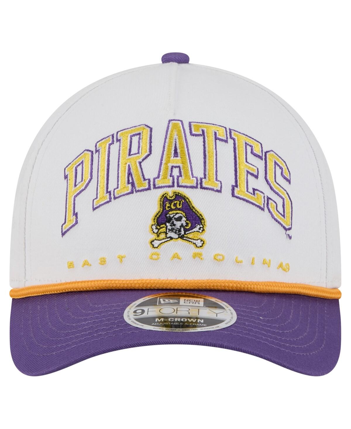 New Era Men's White/purple Ecu Pirates Arch Two-tone Rope 9forty A-frame M-crown Adjustable Hat In White