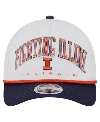 Men's White/Navy Illinois Fighting Illini Arch Two-Tone Rope 9FORTY A-Frame M-Crown Adjustable Hat