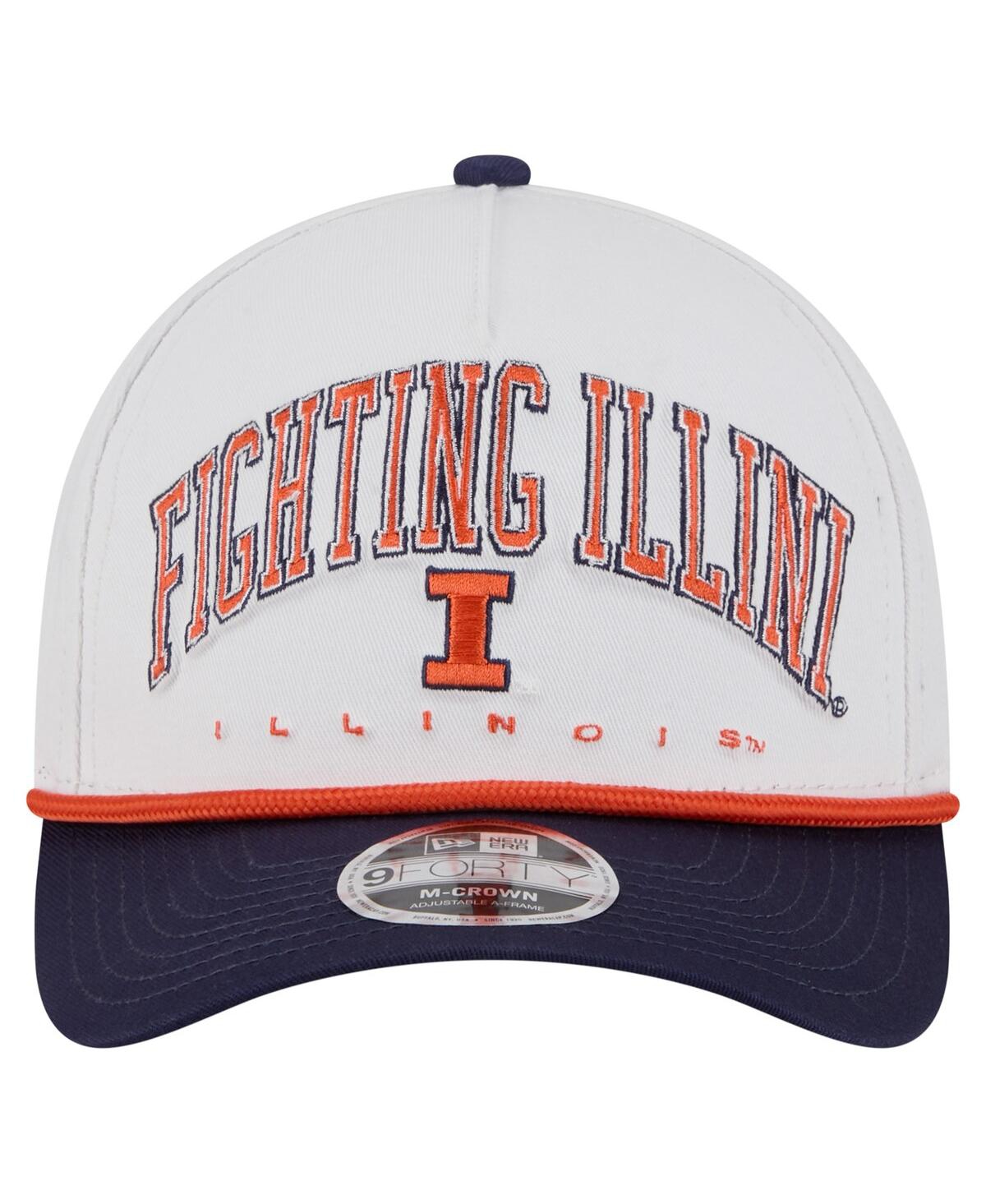 New Era Men's White/navy Illinois Fighting Illini Arch Two-tone Rope 9forty A-frame M-crown Adjustable Hat In Blue