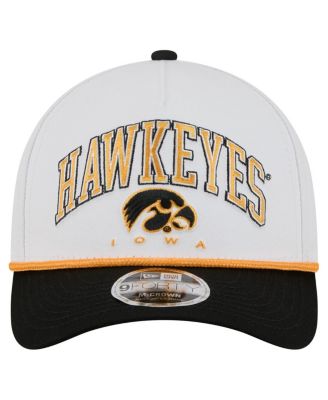 Men's White/Black Iowa Hawkeyes Arch Two-Tone Rope 9FORTY A-Frame M-Crown Adjustable Hat
