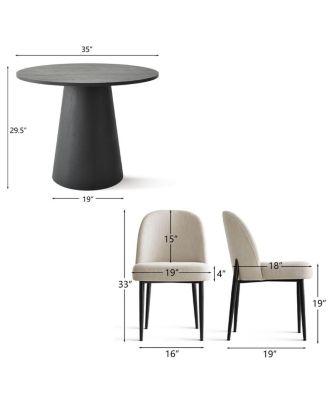  35 Inch MDF Modern 2-Chair  Round Dining Set