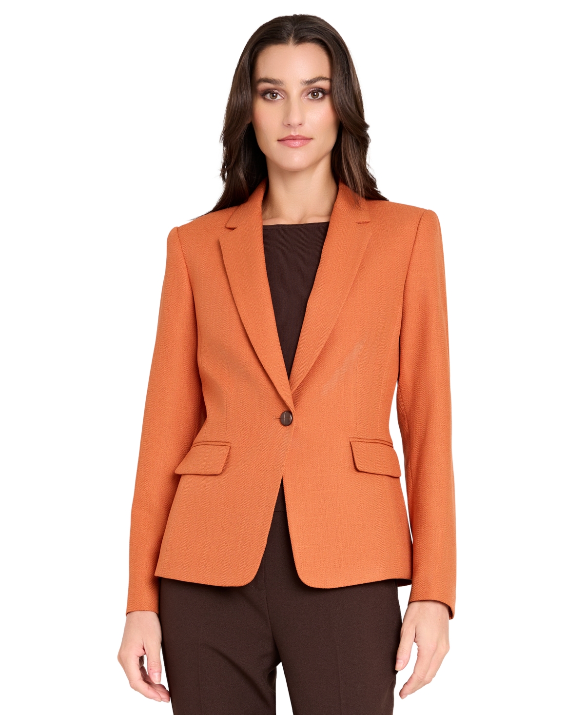 Tahari Asl Women's Shoulder-Padded Peak-Lapel Blazer