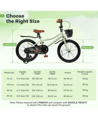 18" Kid s Bike with Training Wheels Adjustable Handlebar & Seat Handbrake