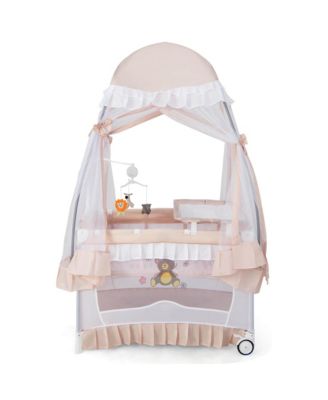 Girls Ortable Playpen Crib Cradle Bassinet Changing Pad Mosquito Net Toys w Bag