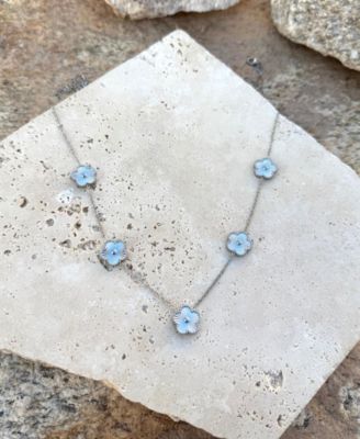 Tarnish Resistant Silver 5-Leaf Clover Station Necklace