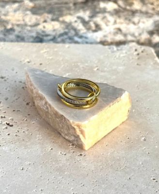 Gold and Silver CZ Connected 3-Piece Ring Stack