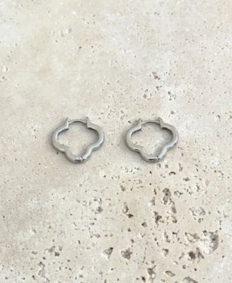 Silver Clover Hoop Earrings