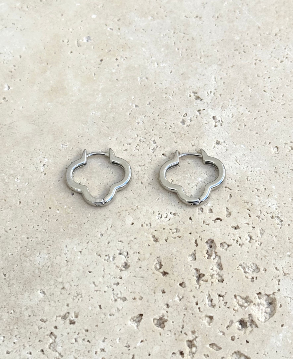Adornia Silver Clover Hoop Earrings In Silver