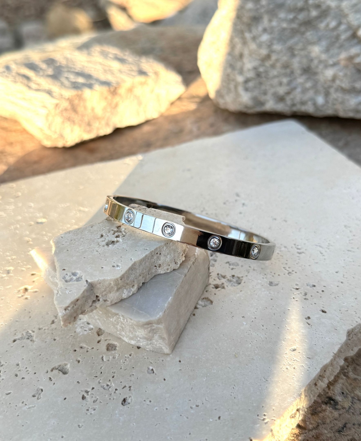 Adornia Tarnish Resistant Silver Crystal Eternity Cuff Bracelet In Metallic