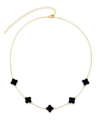 Metal-tone Black Clover Station Necklace