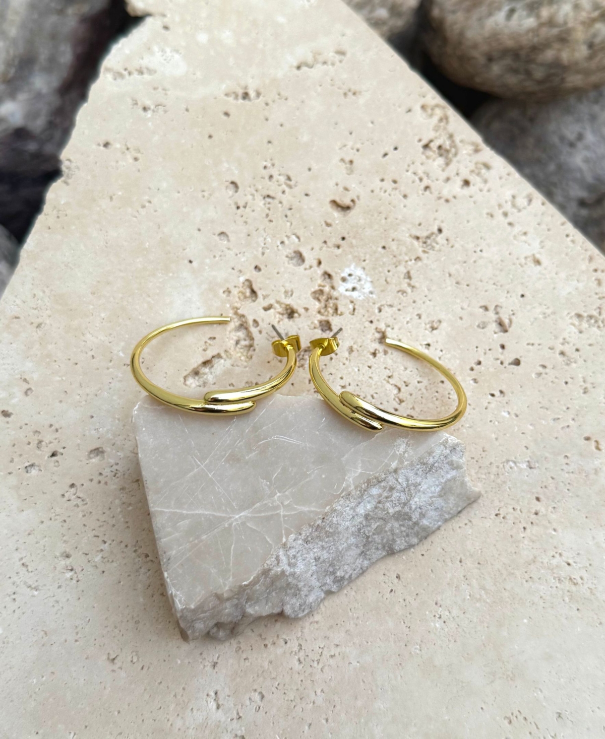 Adornia 14k Plated Overlapping Hoop Earrings In Gold