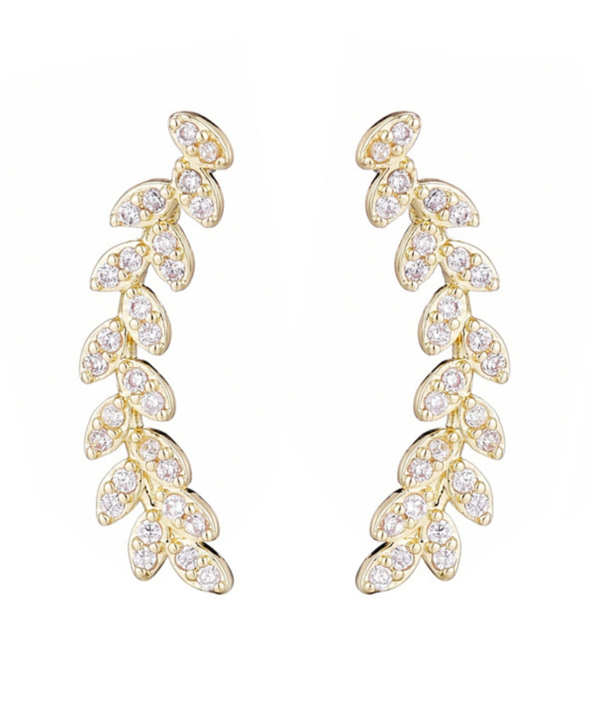 Adornia 14k Gold Plated Curved Cz Leaf Drop Earrings In Gold