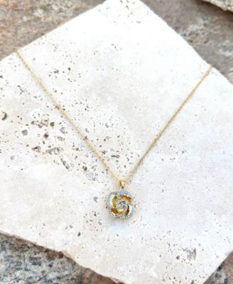 Gold Crystal Encrusted Flower Pendant Necklace