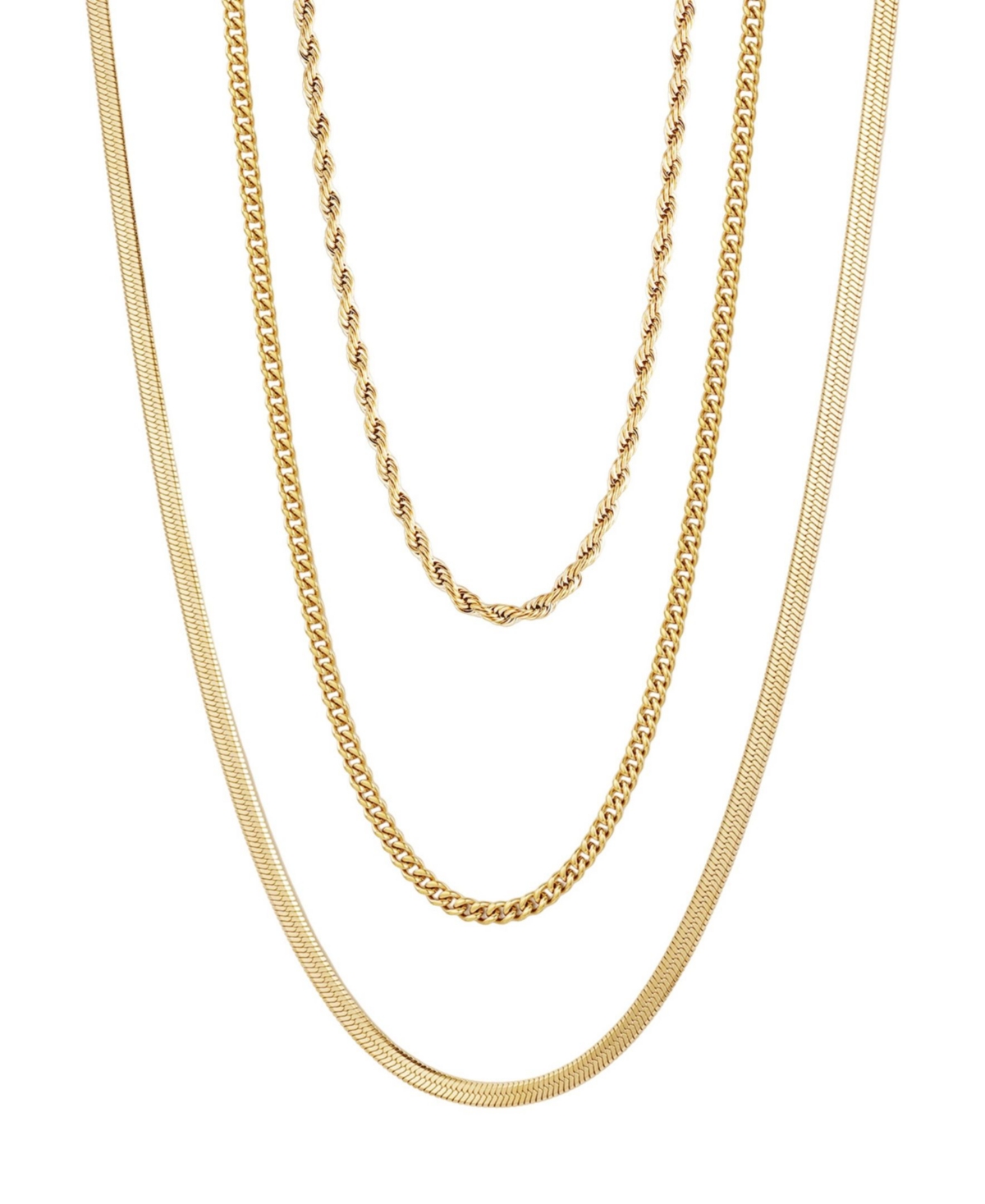 Adornia Tarnish Resistant Gold Chain Necklace Set In Gold