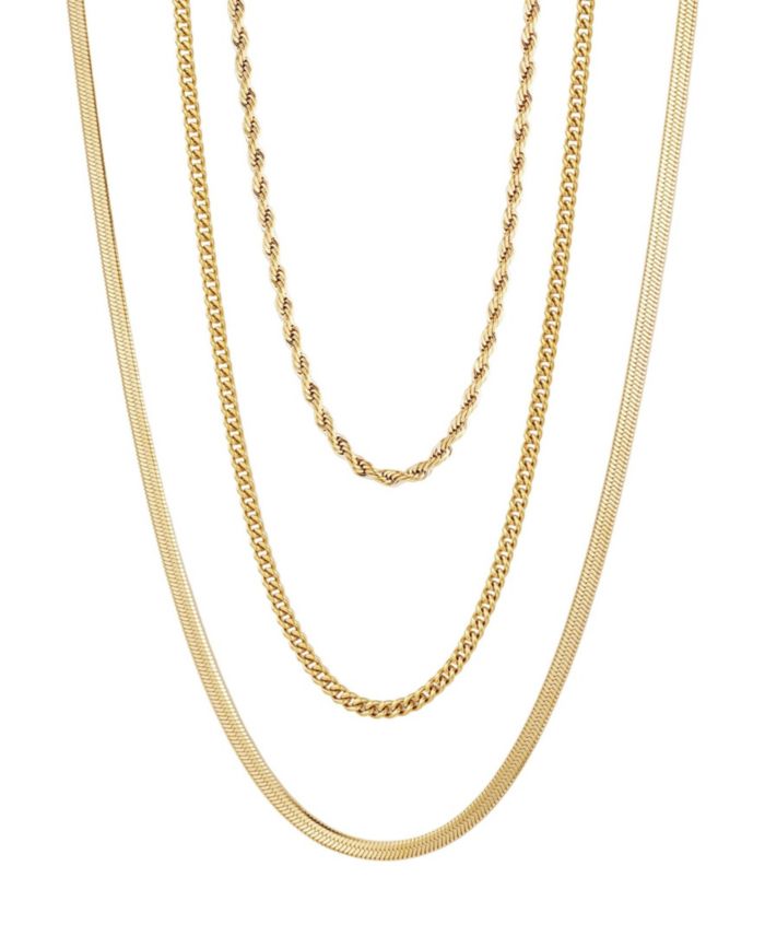 ADORNIA Tarnish Resistant Gold Chain Necklace Set