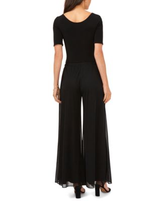 Petite Mesh Wide-Leg Dress Pants