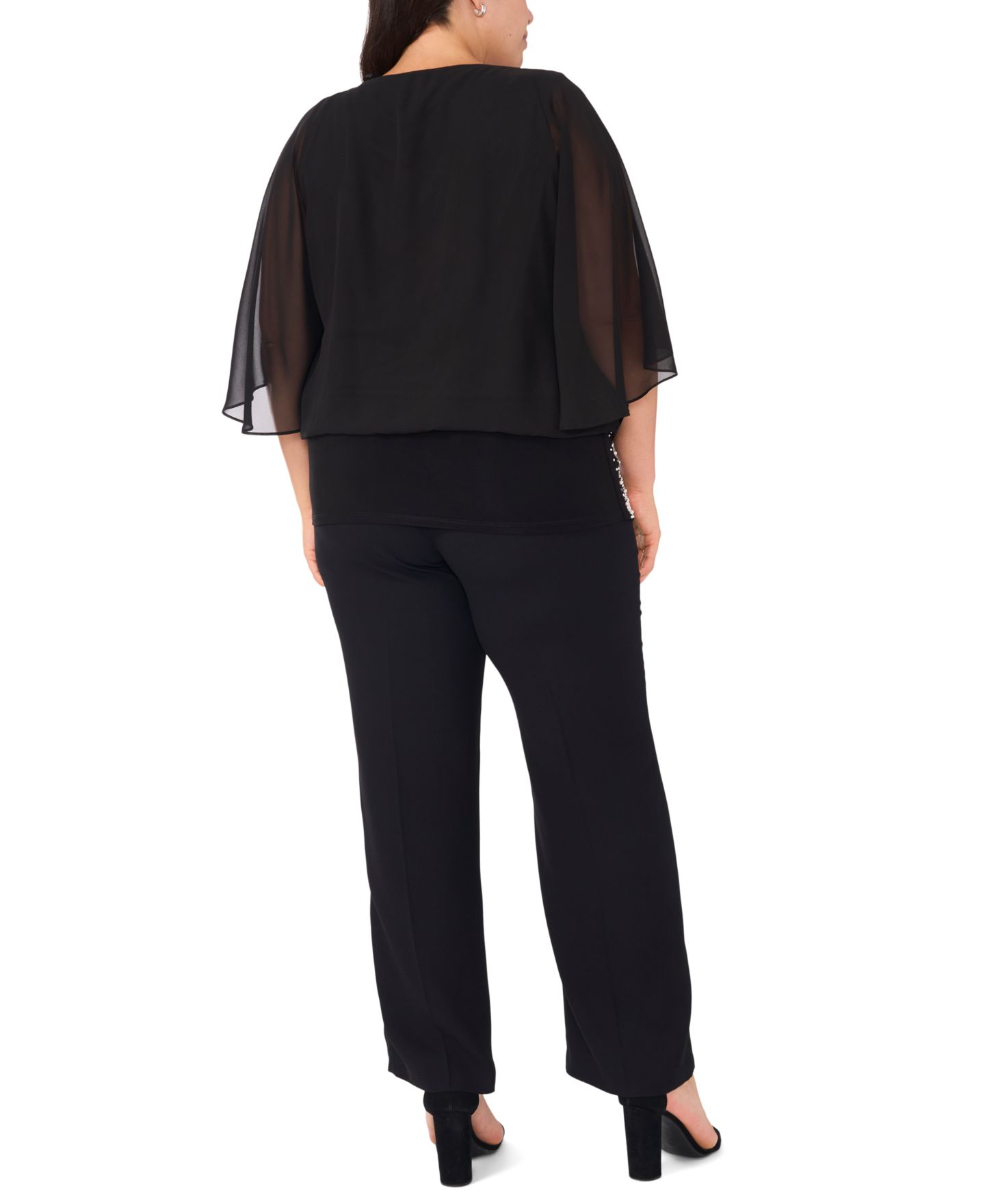 Женская блузка MSK Plus Size Embellished Chiffon Blouse, цвет: Чёрный — фото 6