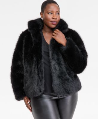 I.N.C. International Concepts - Plus Size Faux-Fur Long-Sleeve Coat