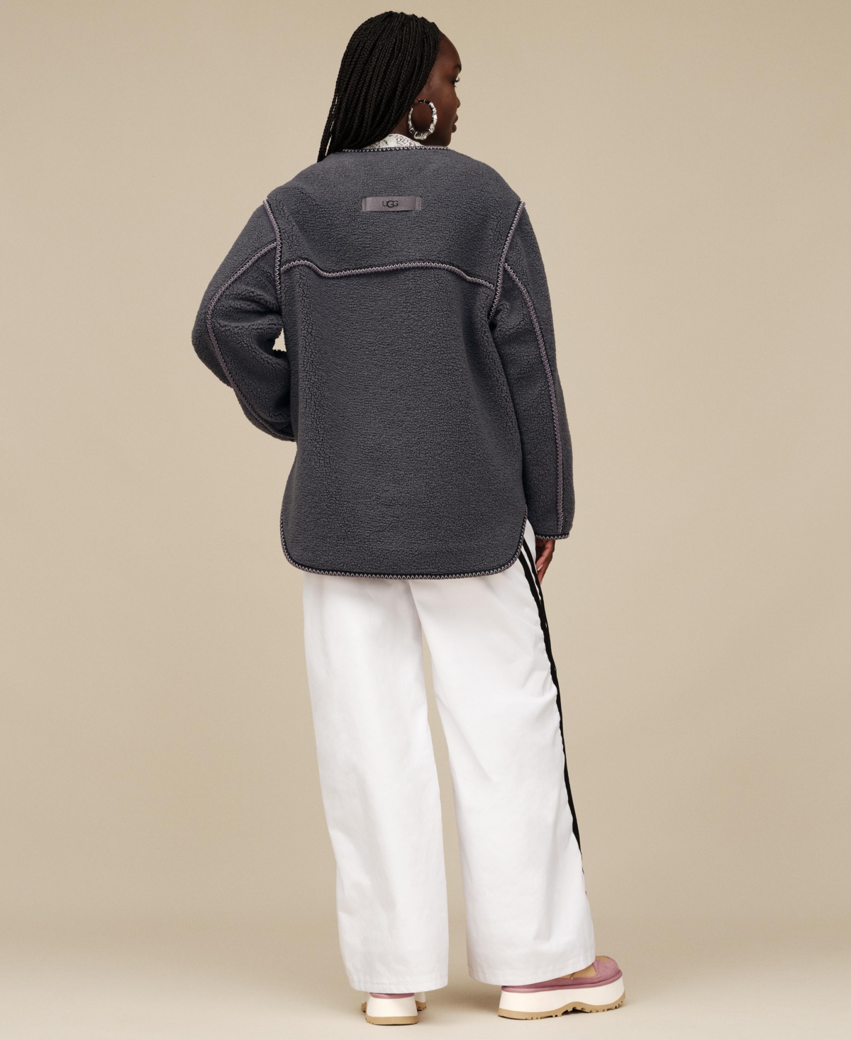 Ugg Women's Emerson Braid Front-placket Jacket In Gray