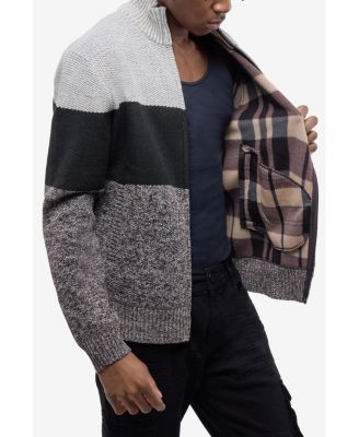 Men's Full Zip Mock Neck Sweater With Fleece Lining