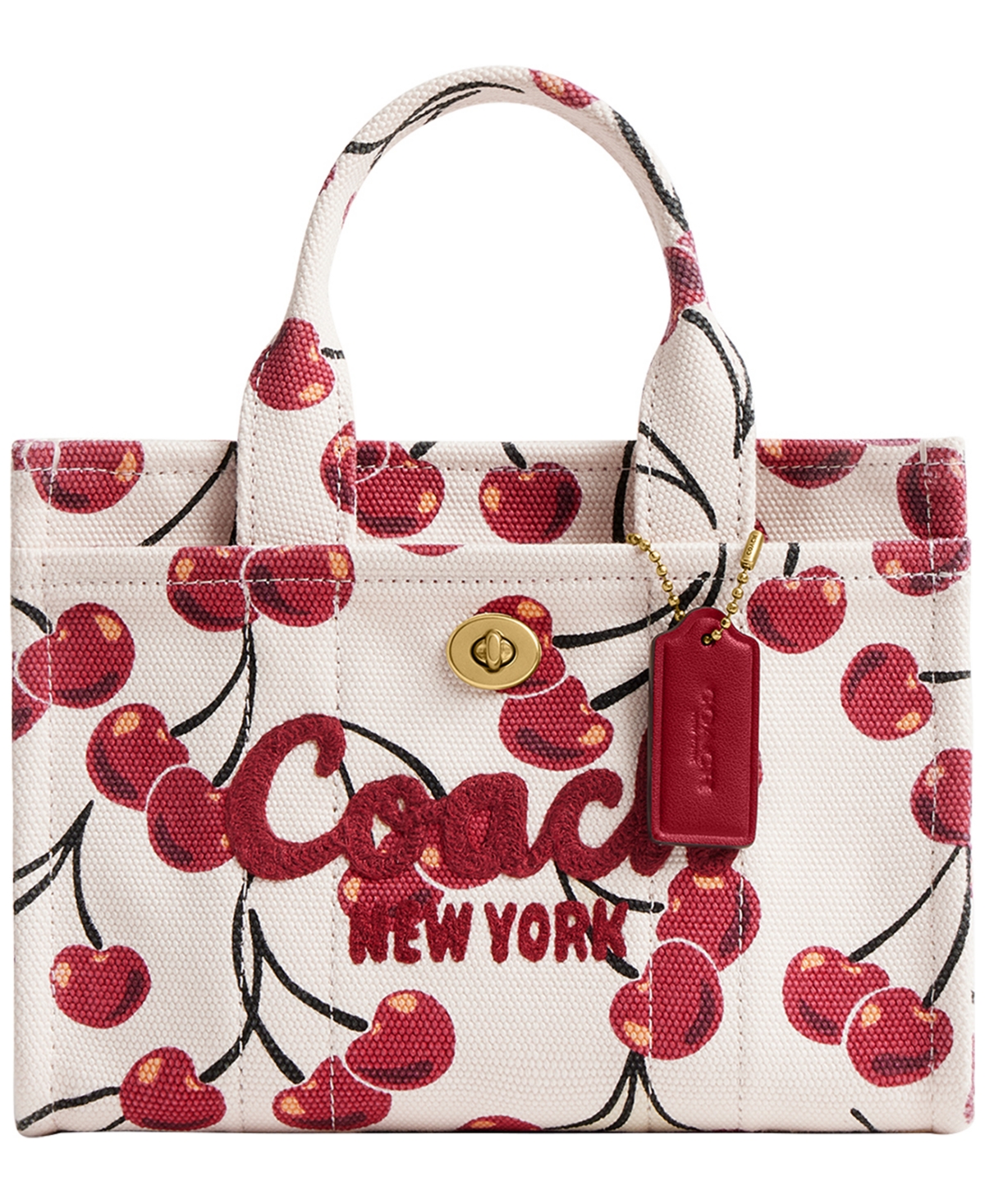 Coach Boxed Small Cherry Printed Canvas Cargo Tote Bag