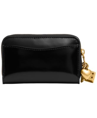 Essential Small Spazzolato Leather Zip Around Card Case with Charm