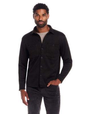 Men's Ribbed Knit Button Front Unlined Shirt Jacket