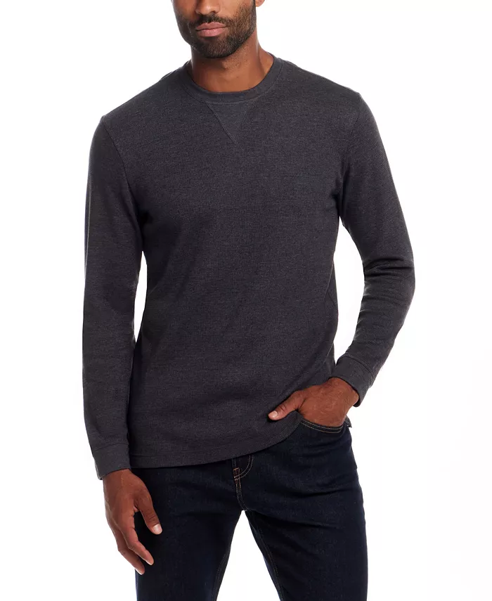 Men's Long Sleeve Textured Waffle Crewneck T-Shirt