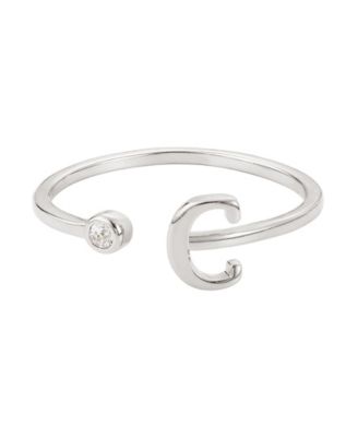 Silver Adjustable CZ Initial Ring