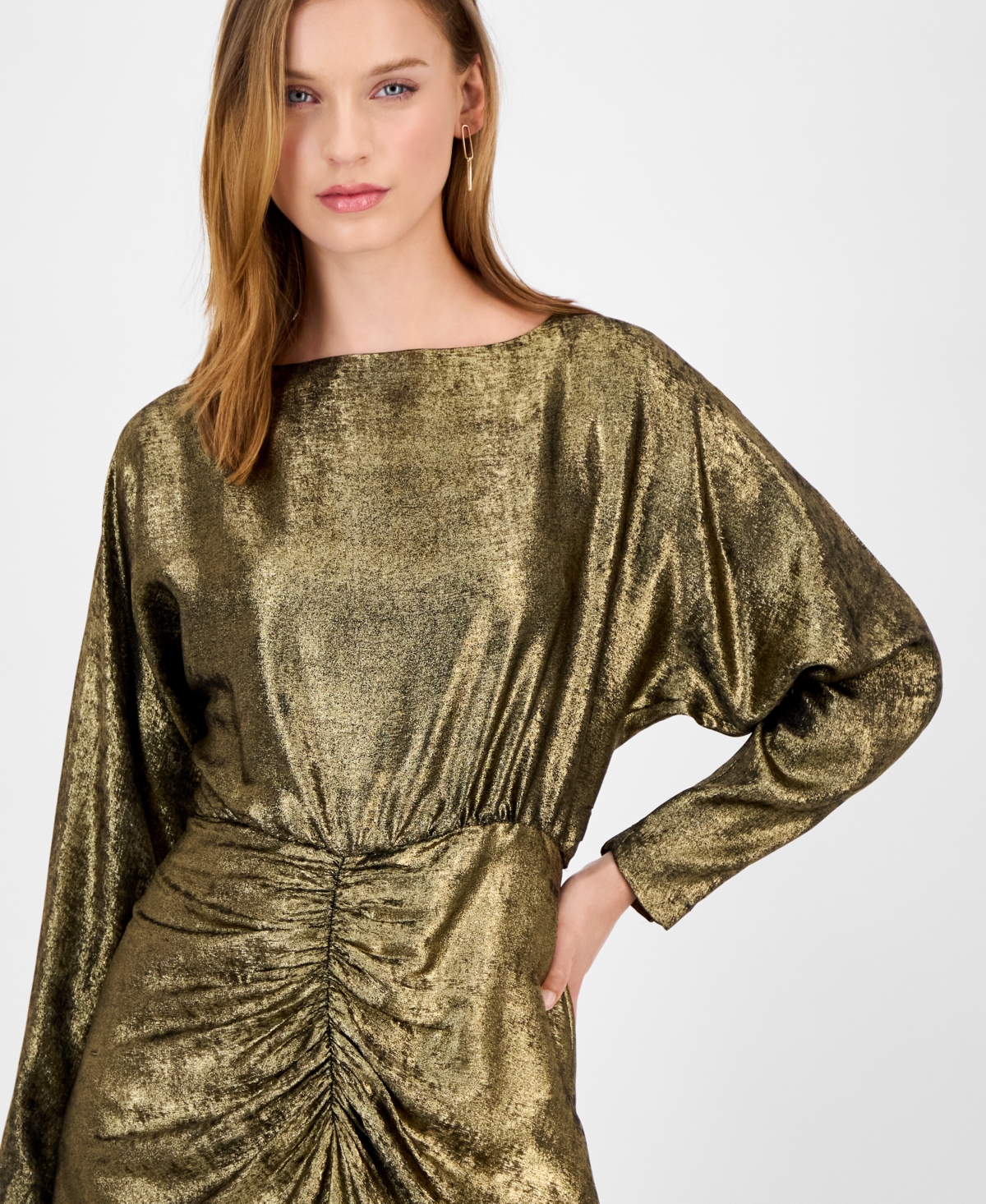 julia jordan Women's Metallic Satin Maxi Dress