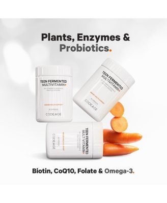 Teen s Daily Multivitamin Supplement, 25+ Vitamins & Minerals for Teenage Boys & Girls, Organic Whole Foods Vitamins for Teenagers, Vitamin A, B, C, D, E, K, Omega-3, 60 Ct