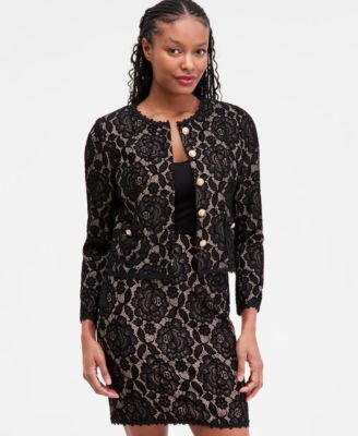 Women's Bonded Lace Long-Sleeve Jacket & Bonded Lace Mini Skirt