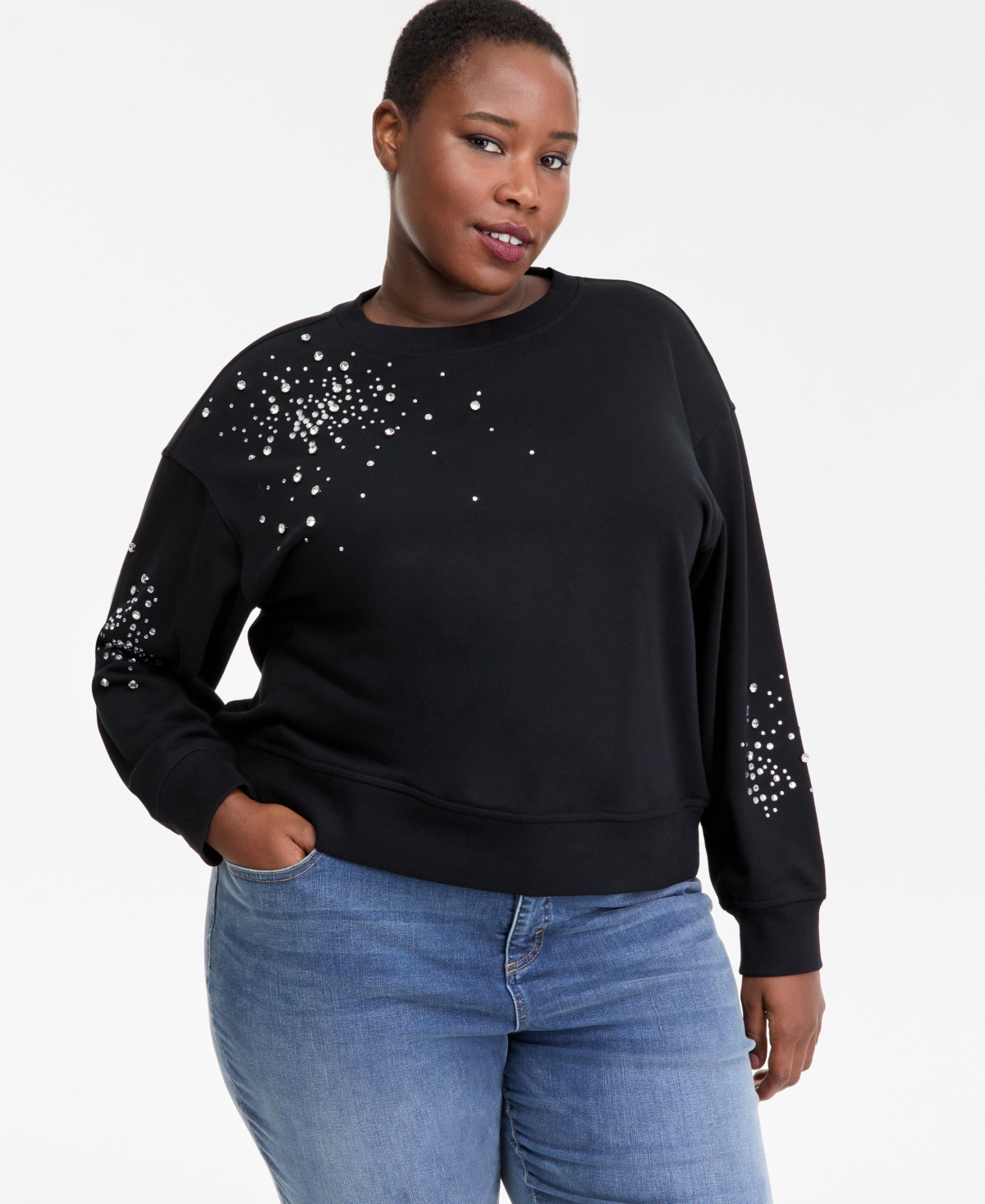 I.n.c. International Concepts Plus Size Embellished Sweatshirt, Macy's Exclusive