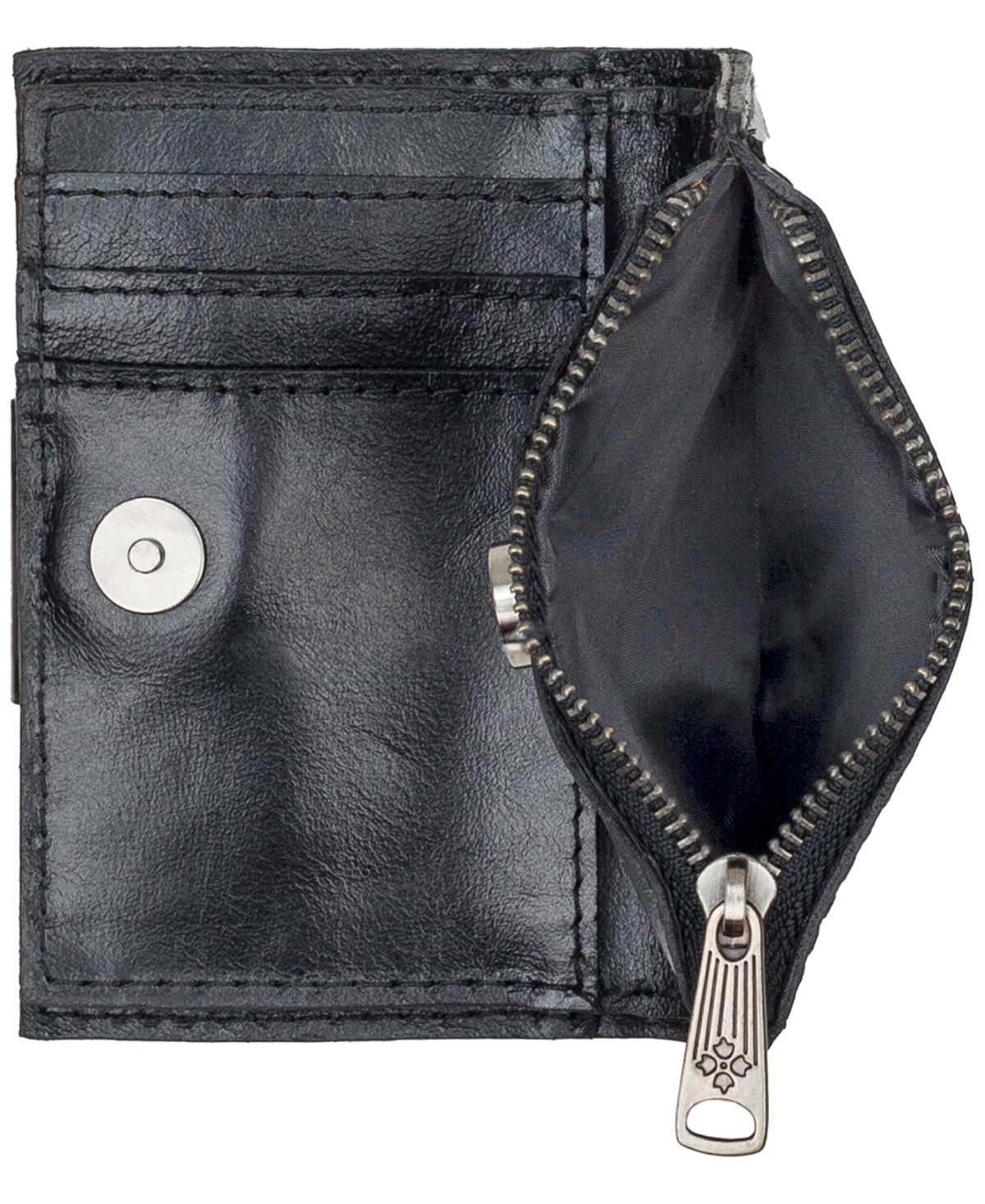 Patricia Nash Busalla Leather Bifold Zipper Wallet In Black