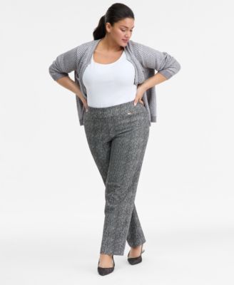 I.N.C. International Concepts - Plus Size Mid-Rise Jacquard Pants