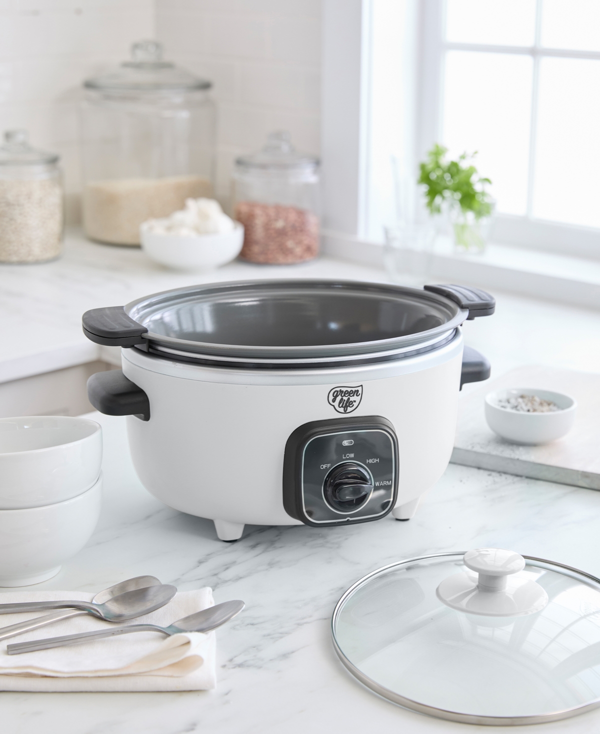 Greenlife 3.5 Quart Cook Duo Slow Cooker In White