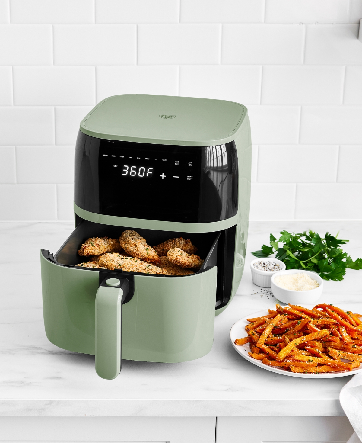 Greenlife 5.3 Quart Digital One-touch Air Fryer In Green