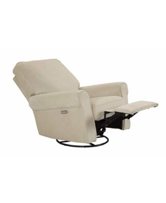 Savannah Wood Fabric Power-USB Glider Recliner in Ivory