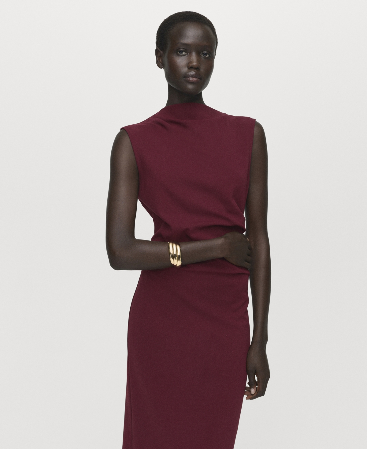 Mango Women's Ruched Fitted Dress