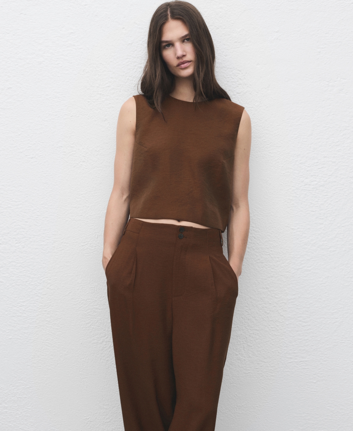 Mango Women's Straight-Fit Pleated Pants