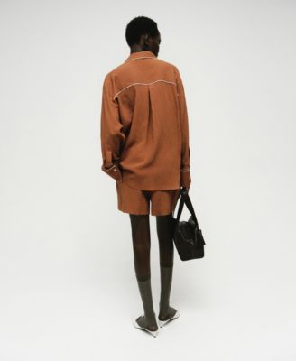 Women's Contrasting Trim Textured Shirt