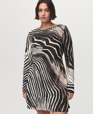 Women's Flared Sleeves Zebra Dress